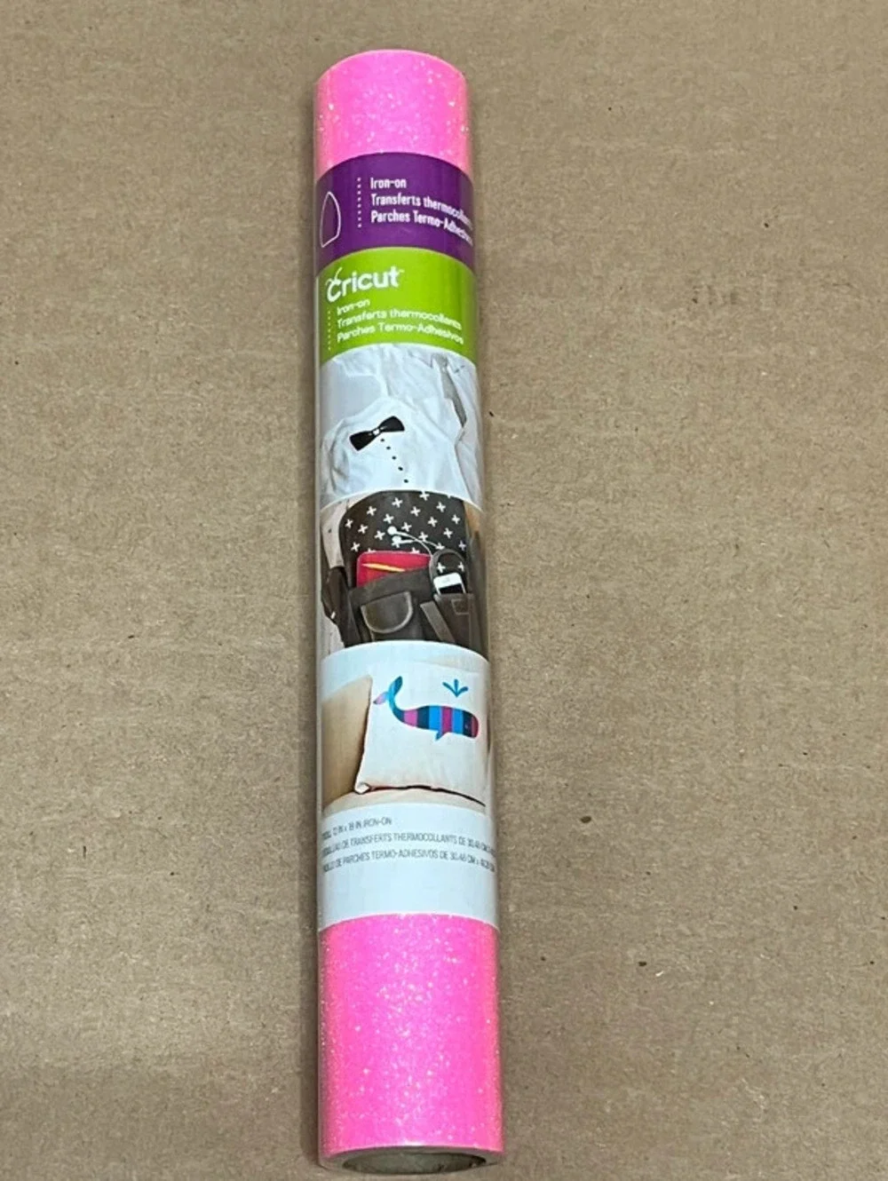 Cricut Glitter Iron On Pink Vinyl Roll 12x19 HTV Shimmery Crafting Supplies NIP